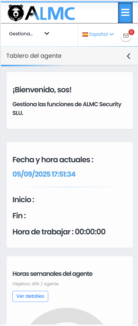 Entrada, salida y horas del día