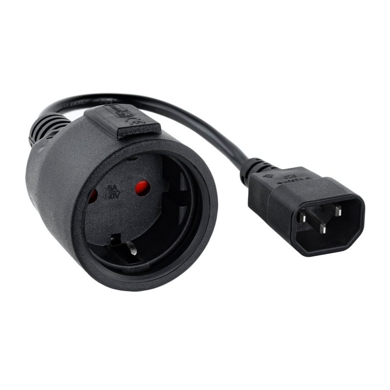 Cable adaptador NANOCABLE 10.22.0901 C14/M a CEE7/H negro 25 cm