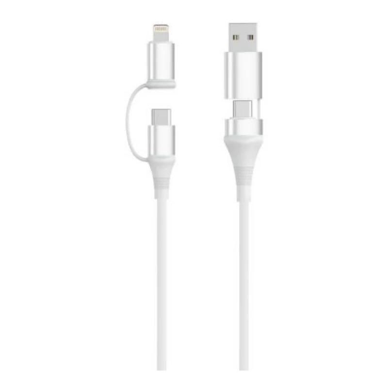 Cargador o adaptador de corriente Ewent Cable 4-1 60W 1m USB-C Lightning USB-A Datos