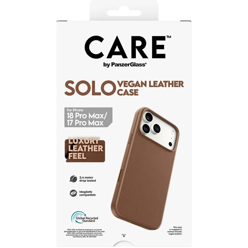 Coque ou protection pour téléphone PanzerGlass Care VeganLeatherCase Brown MagSafe iP 18PMx 17Mx