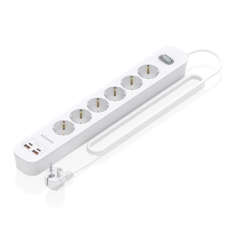 Aisens Regleta 6 tomas interruptor PD 2xUSBC 2xUSB