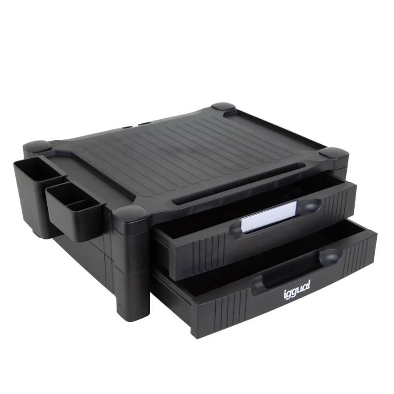 iggual EM2C Monitor Stand with 2 Drawers Black