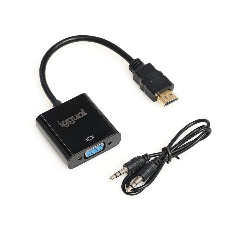 Adaptador HDMI a VGA con audio iggual IGG317303 negro