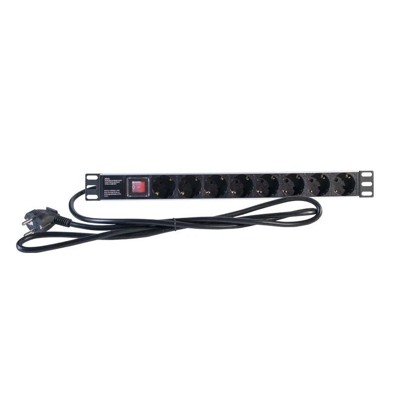 2LAN Regleta 19" 8 Schuko Negro