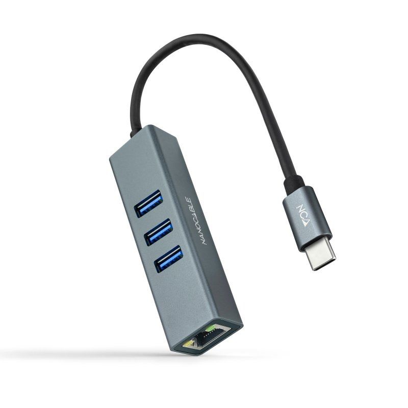 Cable, connector o eina de xarxa NANOCABLE Conversor USB-C Ethernet +3xUSB 3.0