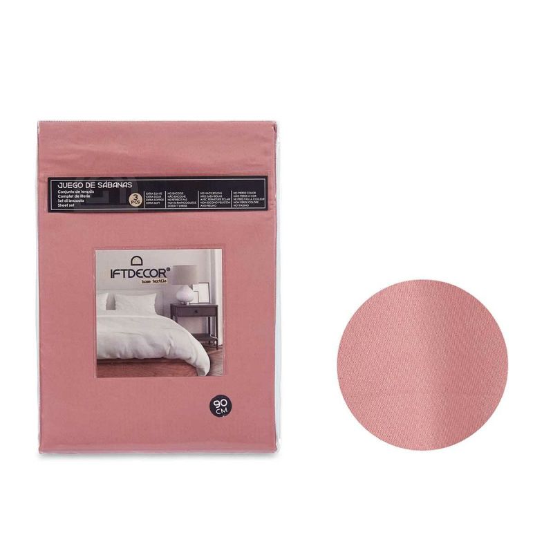 Juego de Sábanas Gift Decor Rojo Rosa Cama de 90 3 Piezas