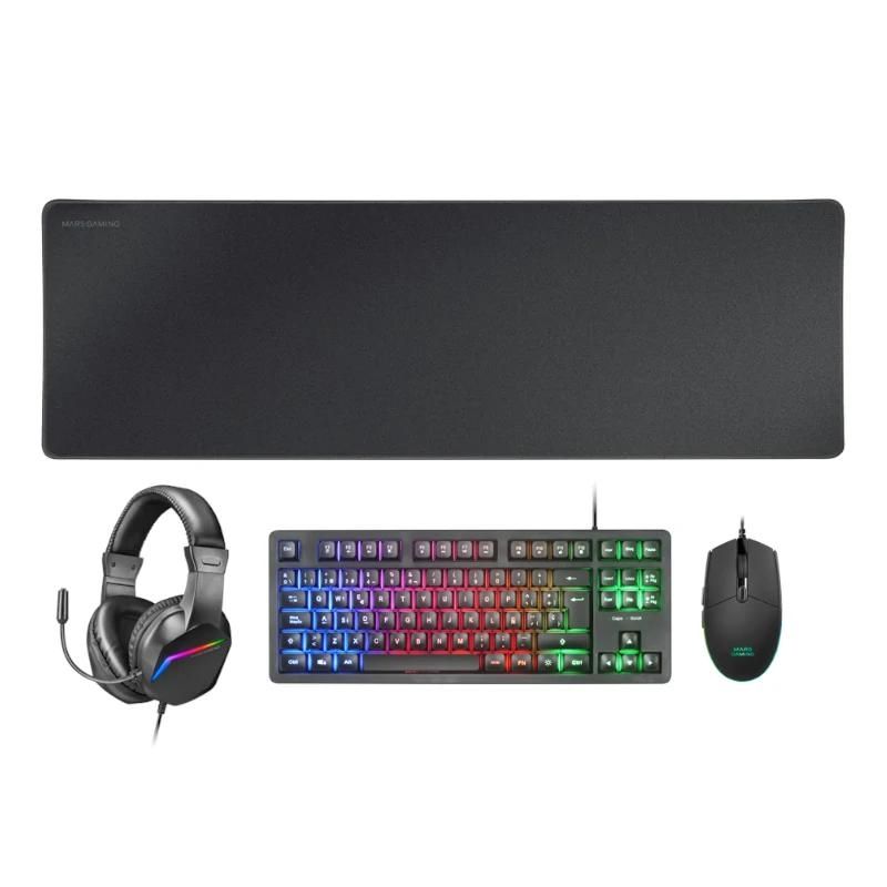 Combo gaming Mars Gaming MCP-RGB3 4 en 1 negro
