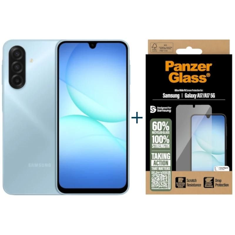 Teléfono móvil Samsung Galaxy A17 128GB 4GB Azul +Prot PanzerGlas