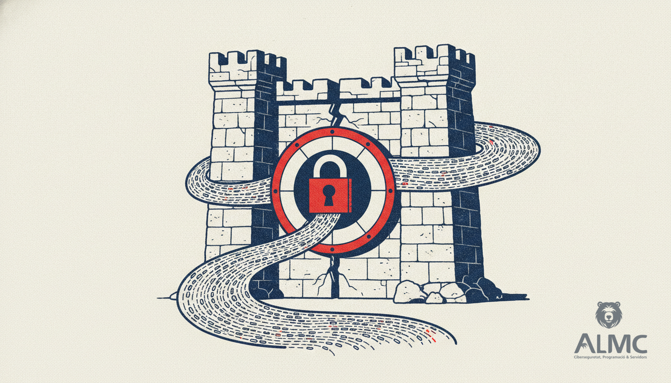 Escudo digital protegiendo un servidor ante una vulnerabilidad crítica
