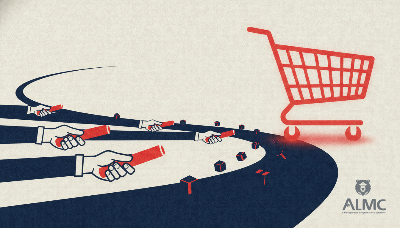 Relevo de testigos entre varias manos simbolizando la atribución multicanal en una tienda online