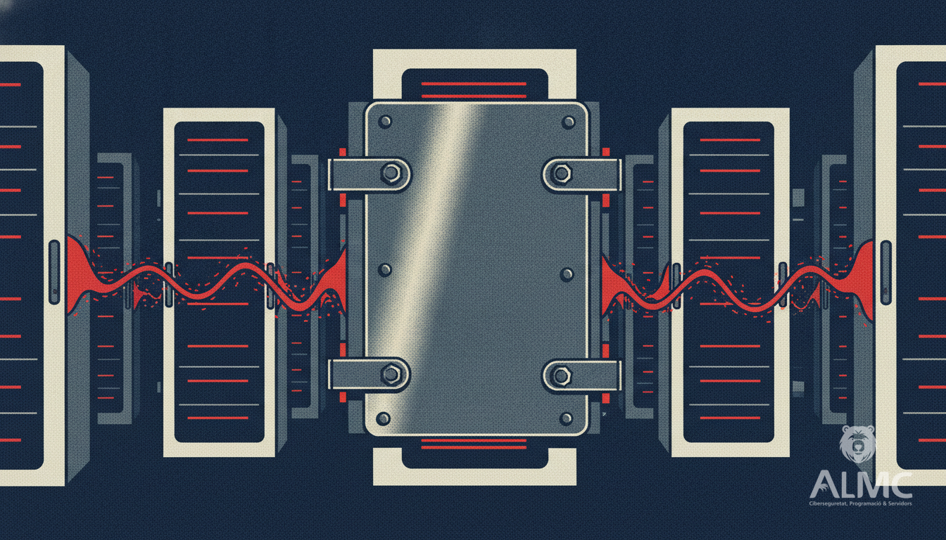 Metáfora visual del bloqueo de accesos maliciosos y el sellado de servidores vulnerables