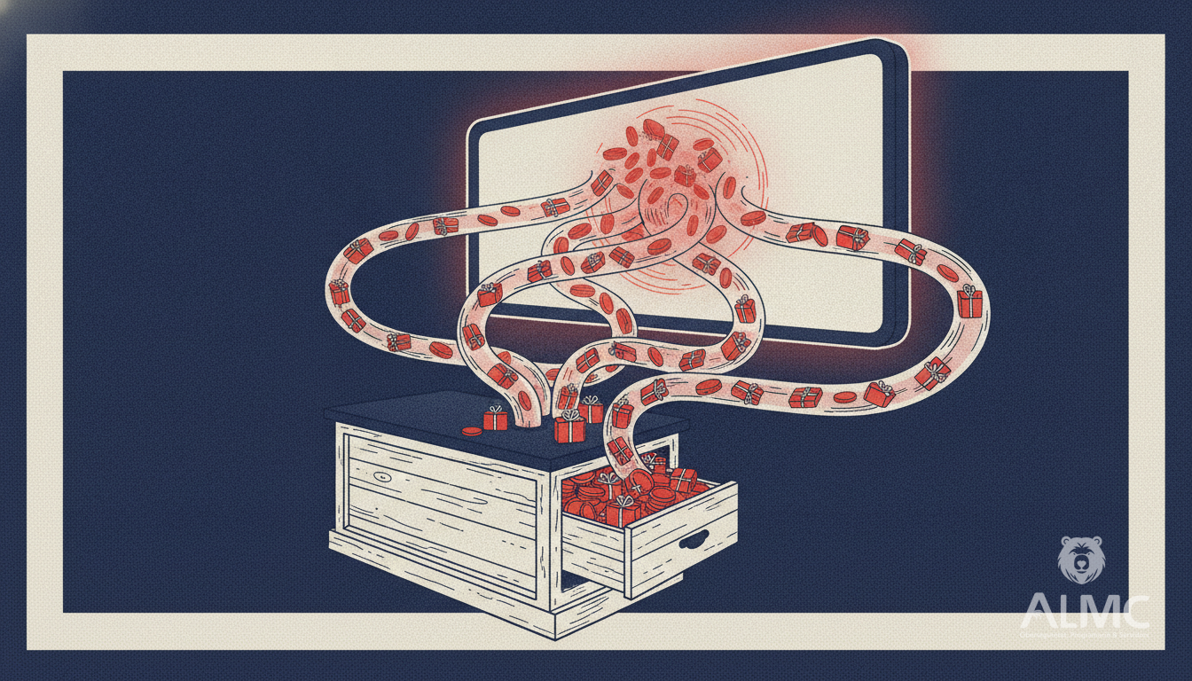 Metáfora visual sobre la gestión de pagos en una tienda online y el flujo de dinero entre comprador y vendedor