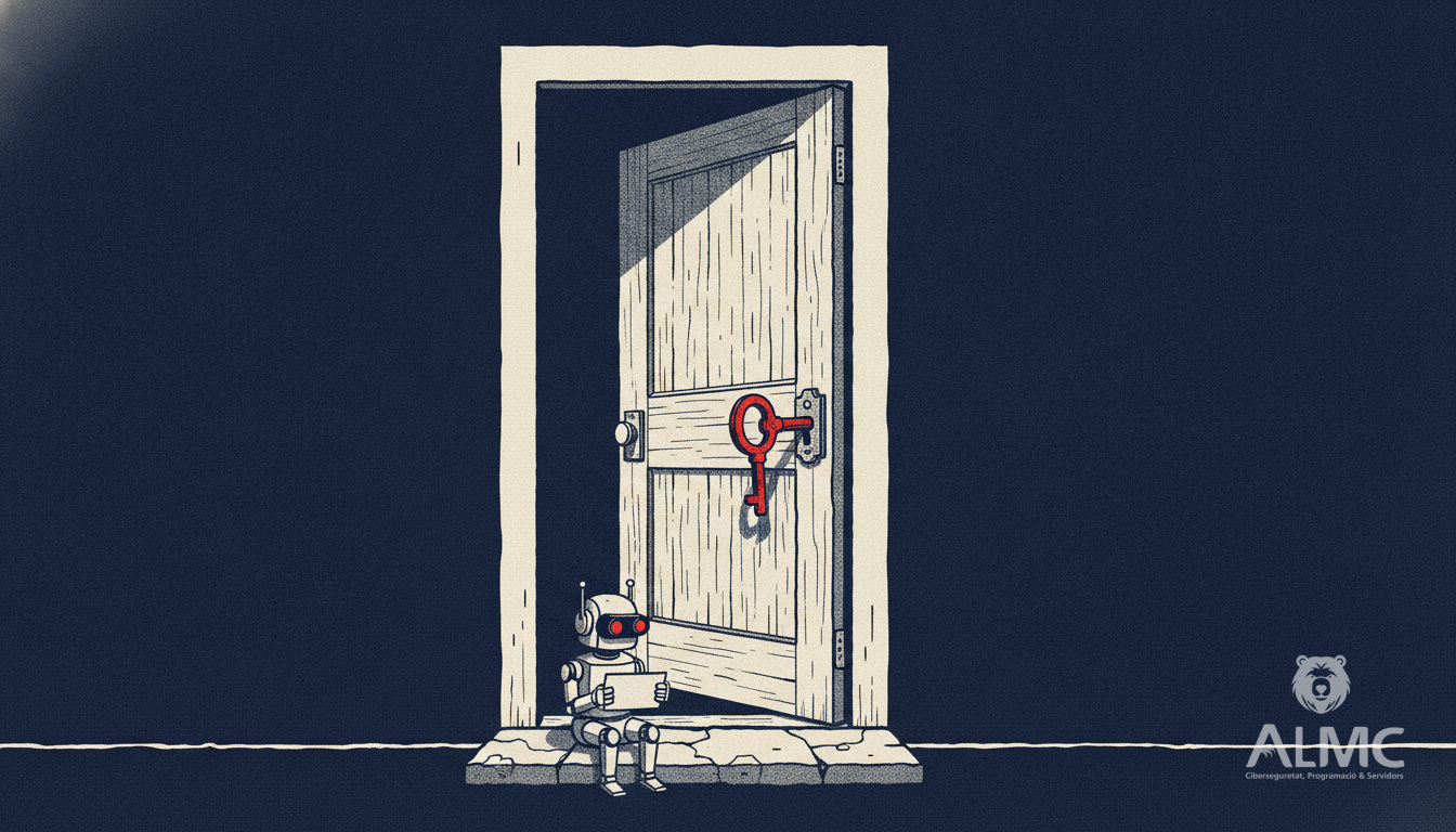 A back door left ajar with a forged key, illustrating an authentication bypass on a WordPress shop
